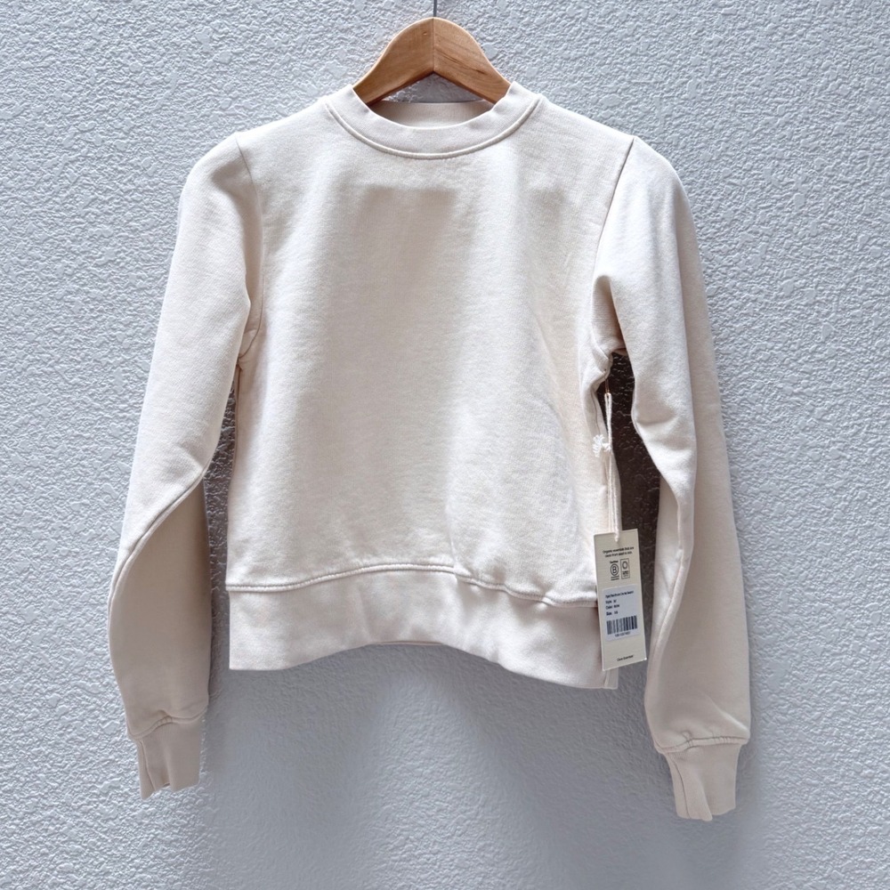 NWT Mate the Label Sz XS Organic Fleece Shrunken Crewneck Sweatshirt $178